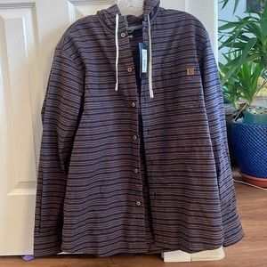 Men’s button down, hooded flannel